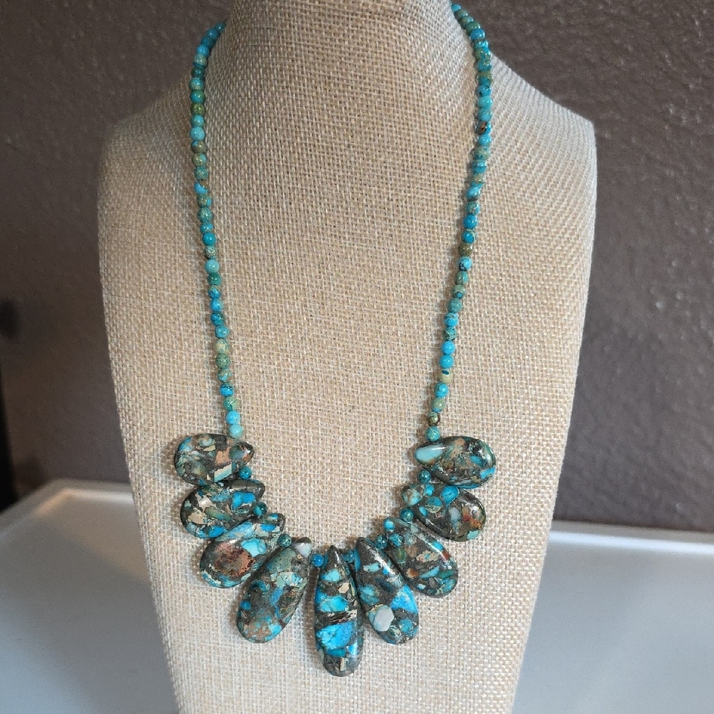 Turquoise  Bohemian Style Beaded Necklace NWT